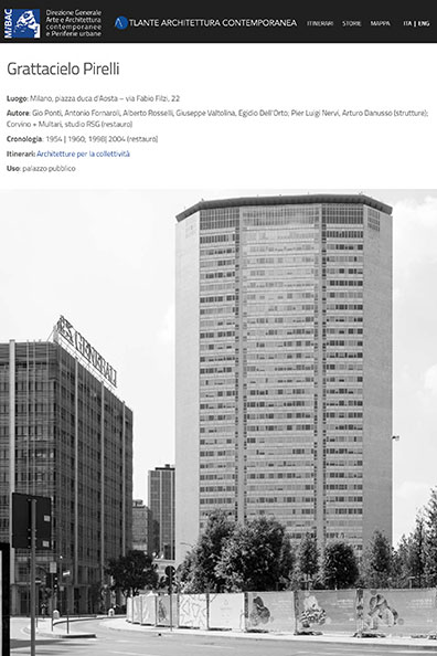 ATLANTE DELL’ARCHITETTURA CONTEMPORANEA – GRATTACIELO PIRELLI