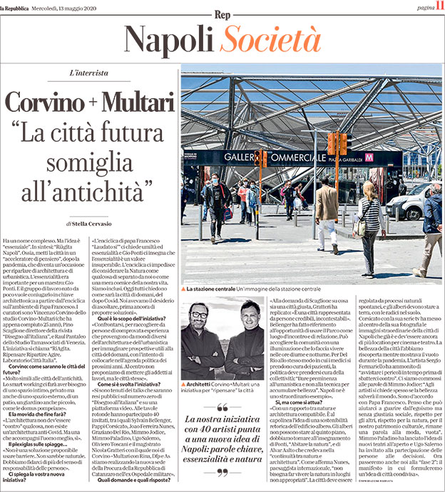 Corvino + Multari “La città futura somiglia all’antichità” –  La Repubblica Maggio 2020